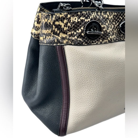 COACH Turnlock Edie Carryall 11874 Colorblock Snakeskin & Pebble Leather EUC - Picture 11 of 12